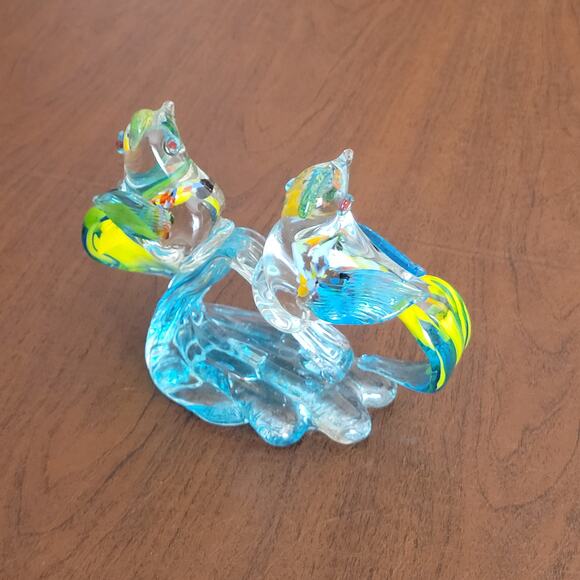 Vintage Hand Blown Tropical Bird Parrots Cockatoos on the branch Murano Style - Picture 2 of 16